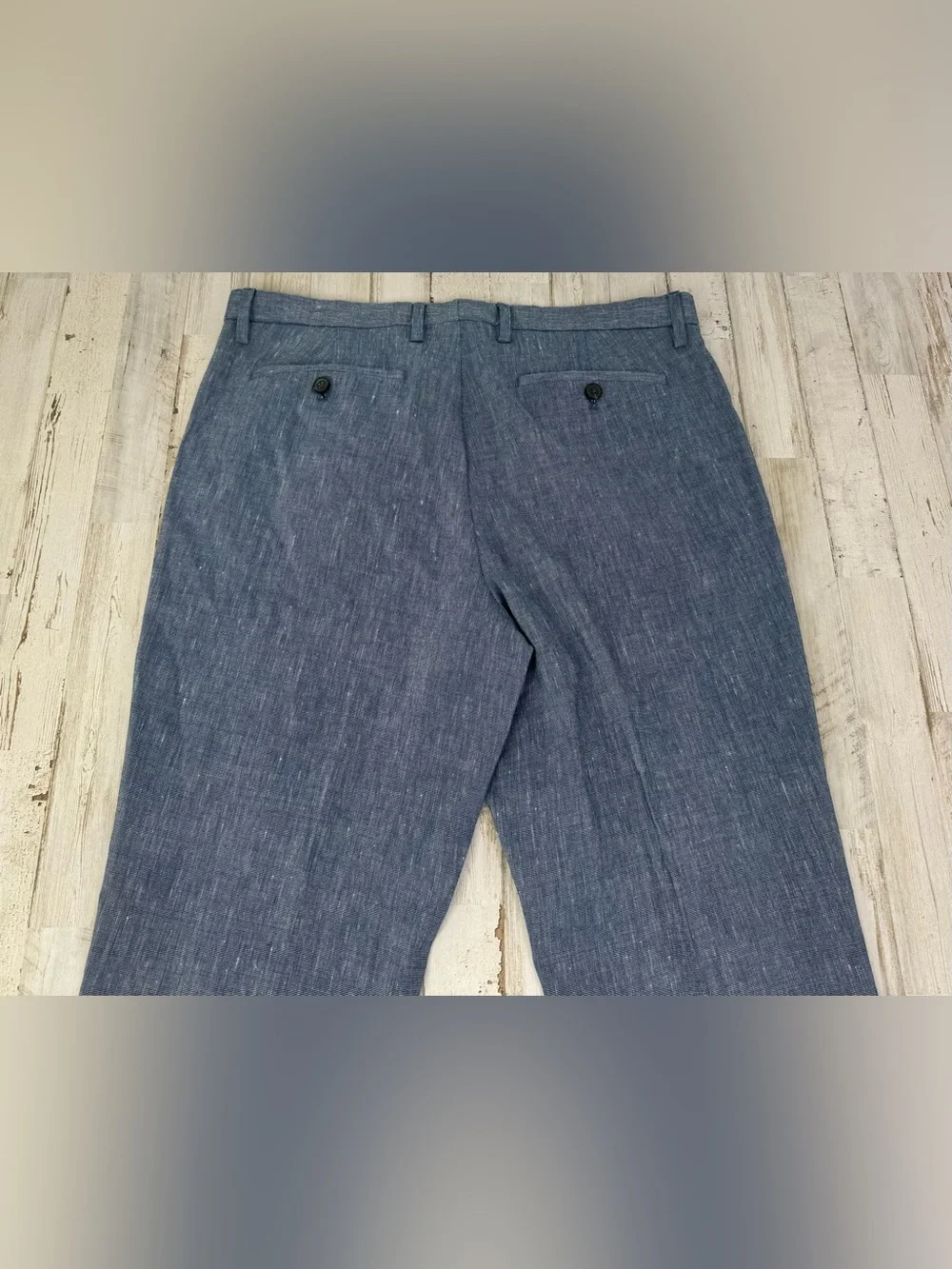 Banana Republic Dress Pants Men's 34x34 Blue Linen Blend Tailored Lightweight